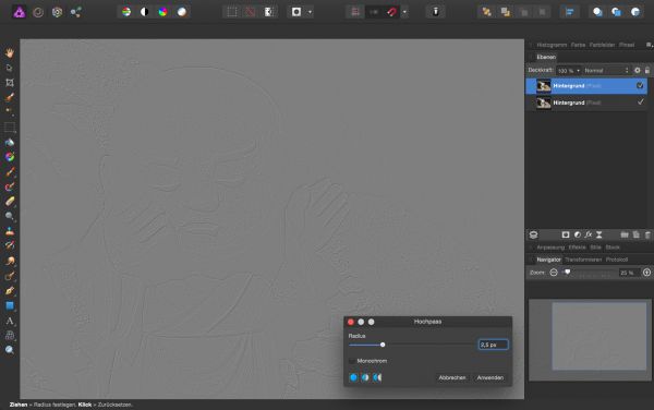 Bild schärfen in Affinity Photo